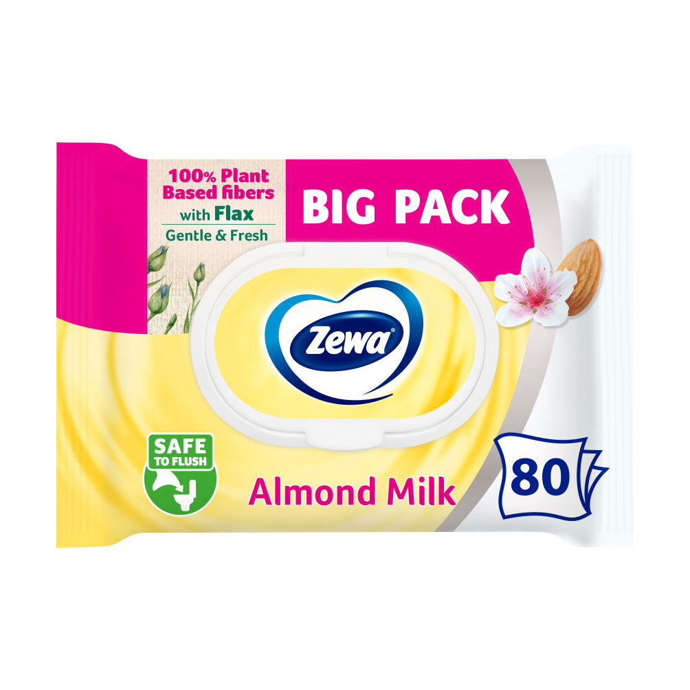 Туалетний папір вологий Zewa Almond Milk, 80 шт